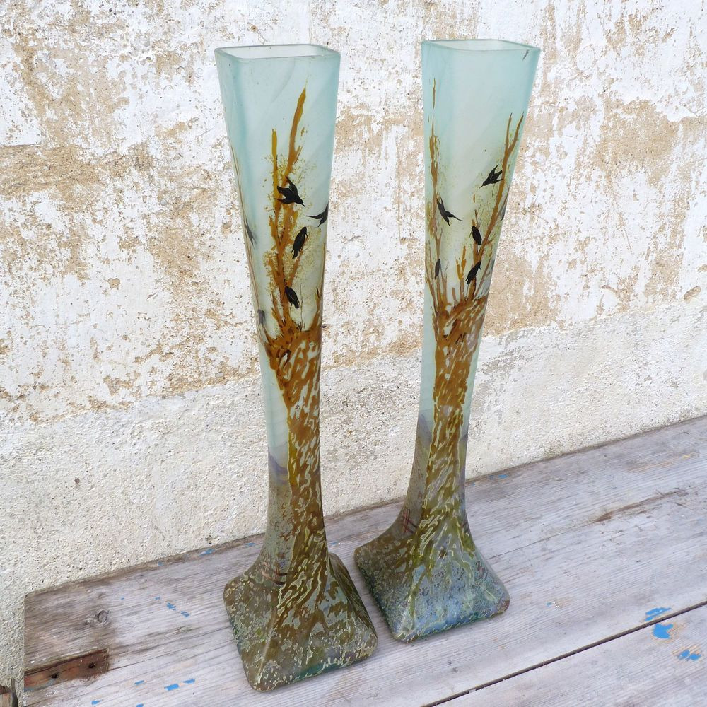 french country vases of antique french cameo glass art pair of vases legras landscape with with regard to antique french cameo glass art pair of vases legras landscape with birds artnouveau legras