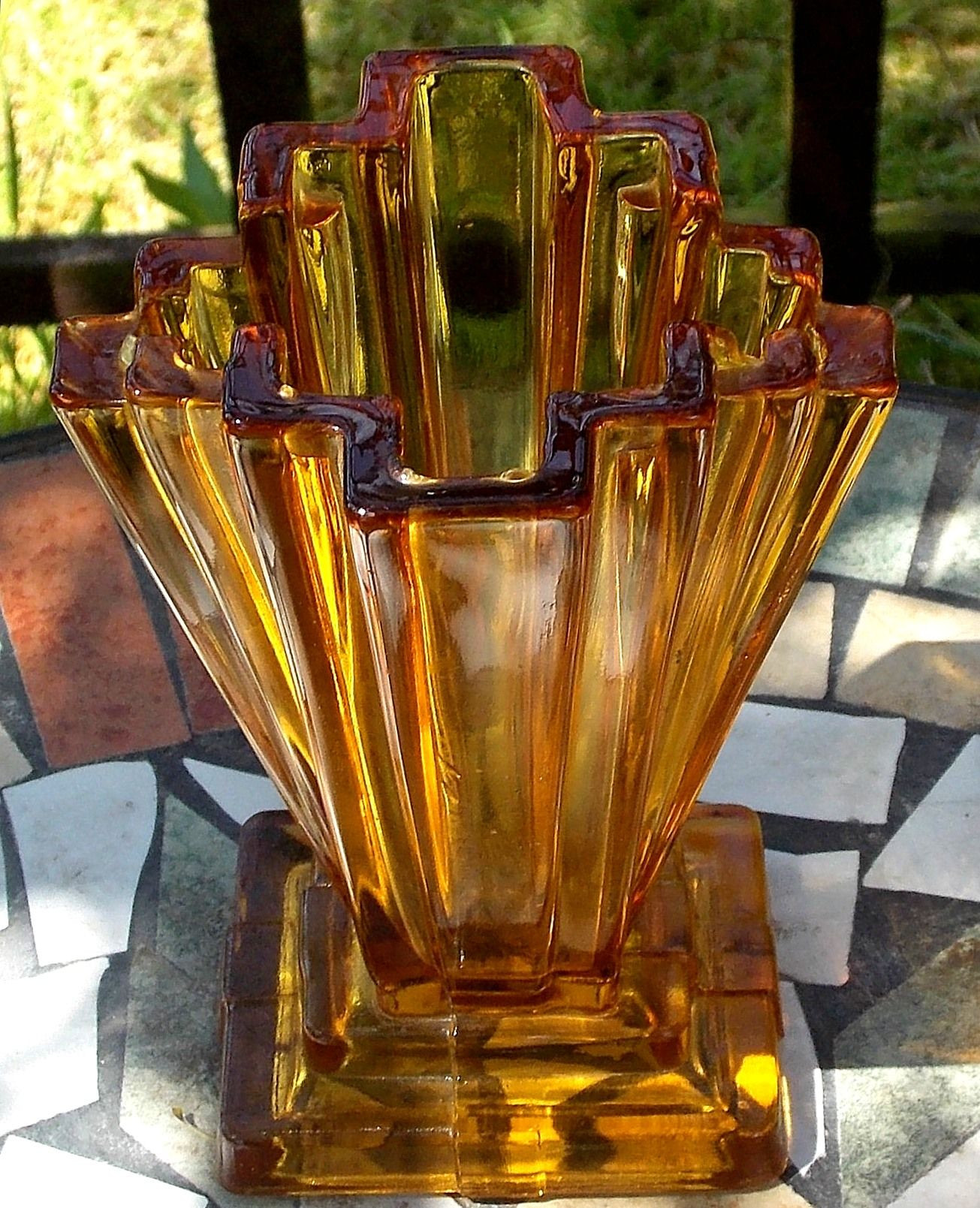 glass flower frog vase of art deco bagley winged vase in amber glass pattern 334 named within art deco bagley winged vase in amber glass pattern 334 named grantham fantastic art