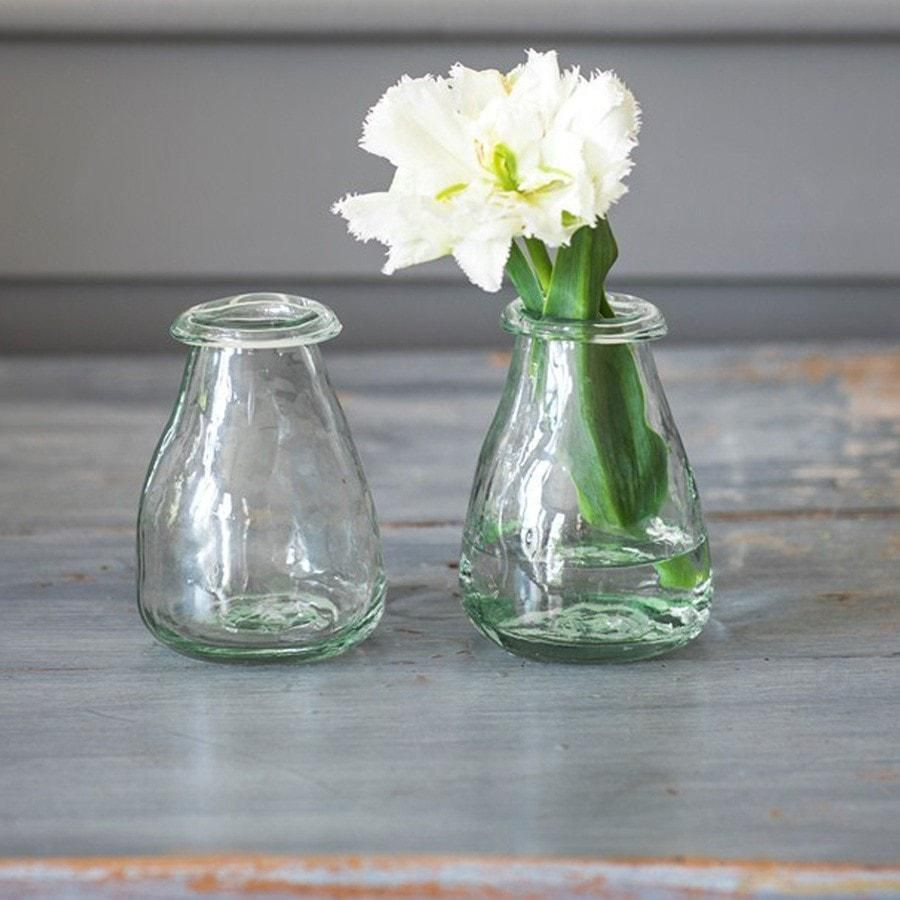 glass flower shaped bud vase of set of 2 recycled rustic glass bud vases glass in glass