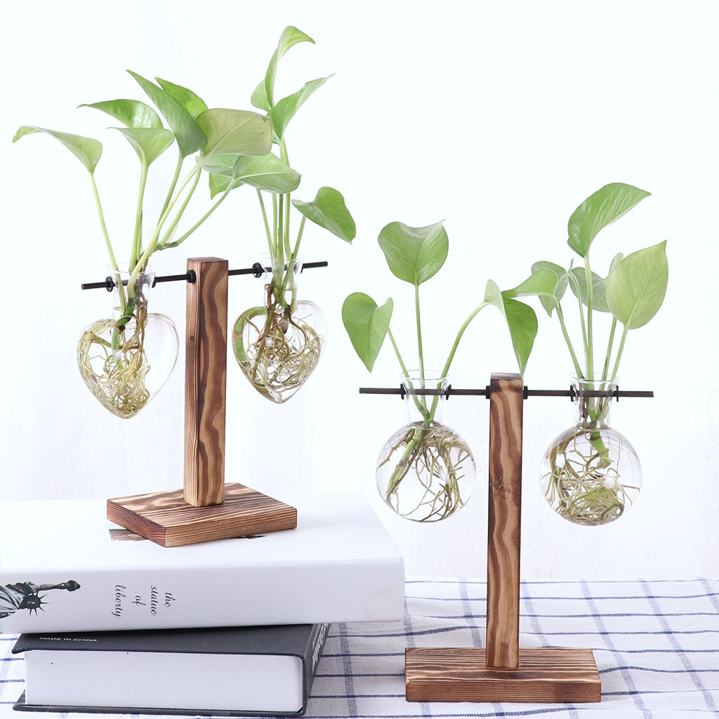 glass vase terrarium of new vintage wooden stand glass hydroponic flower vase terrarium with new vintage wooden stand glass hydroponic flower vase terrarium container ball for xmax gift diy home