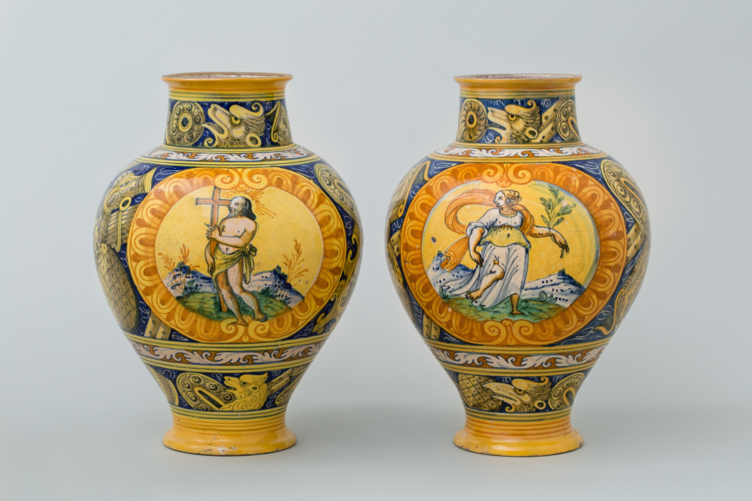 24 Fabulous Hall Pottery Vase 2024 free download hall pottery vase of a magnificent pair of italian palermo maiolica pharmacy jars circa in a magnificent pair of italian palermo maiolica pharmacy jars