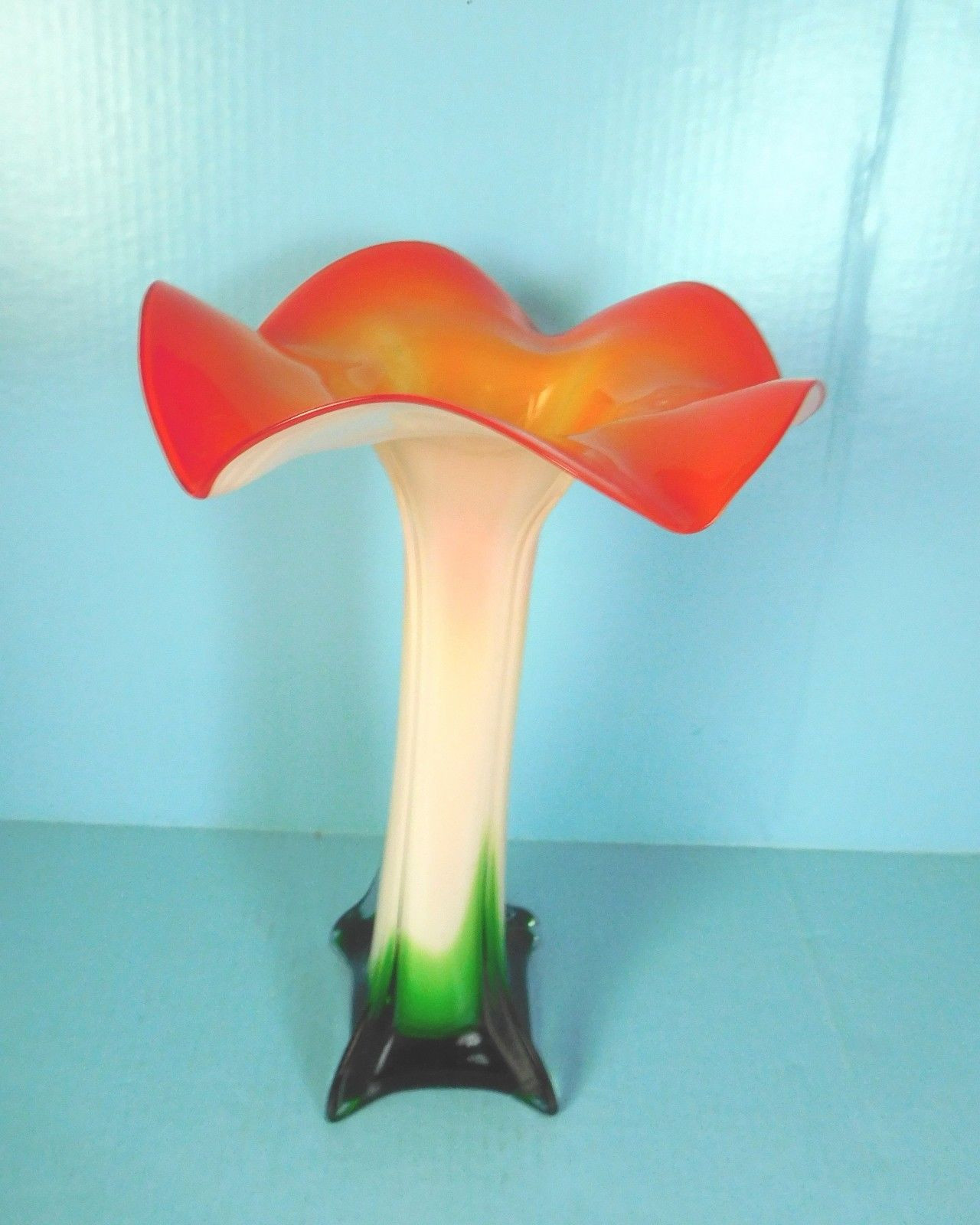 hand blown glass vases vintage of flower petal retro art glass vase 14 25 tall poppy red green throughout flower petal retro art glass vase 14 25 tall poppy red green 1 of 8 see more