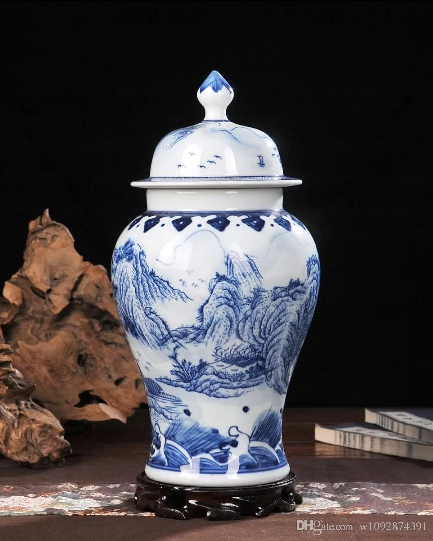 Hand Painted oriental Vase Of 2018 Ceramic Vase Hand Painted Blue and White Porcelain Home for Ceramic Vase Hand Painted Blue and White Porcelain Home Decoration Living Room Antique China Decorative