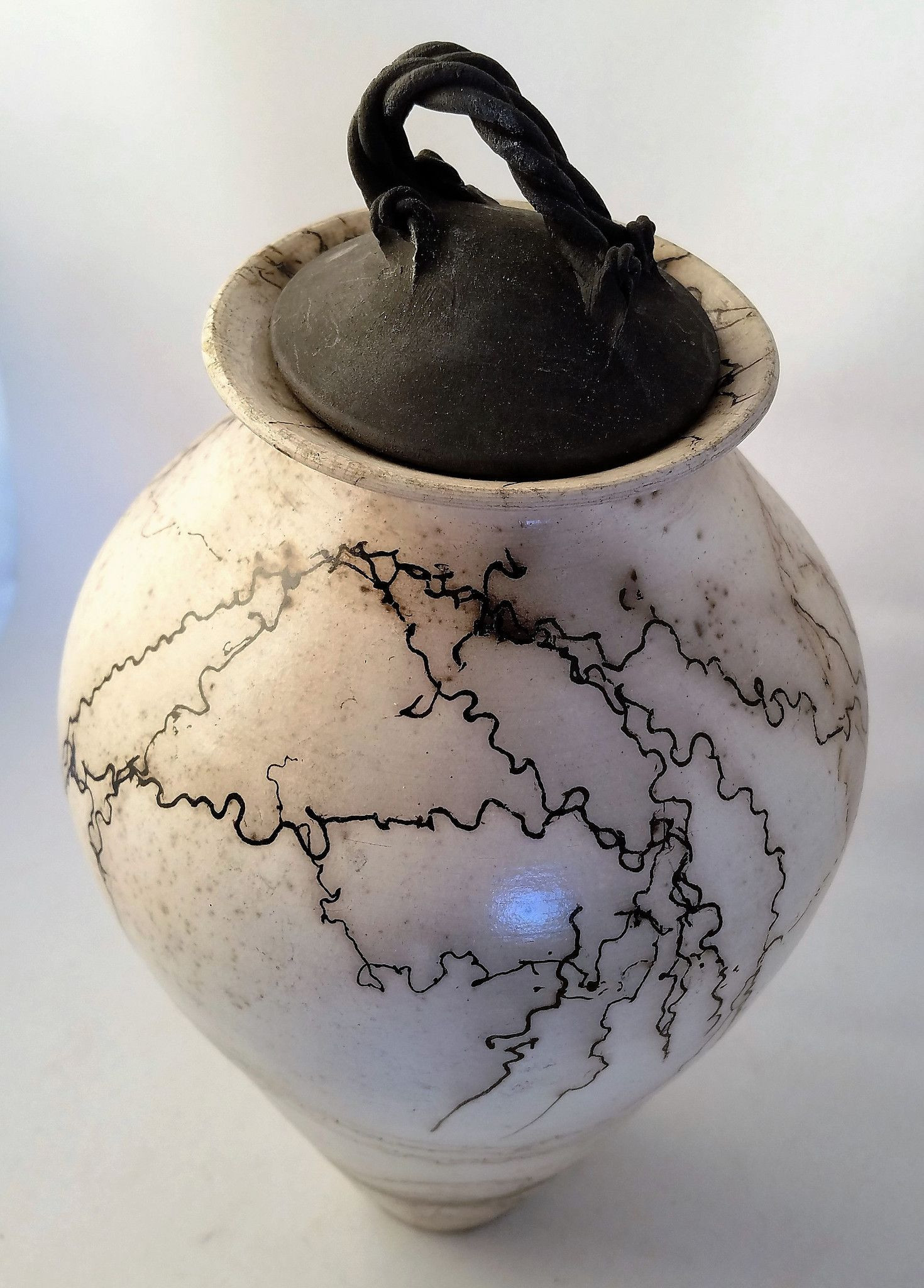 29 Great Horse Hair Vase Pottery 2024 free download horse hair vase pottery of raku fired black white vase 60 00 inside tall horsehair vase with braided lid 15 1 2