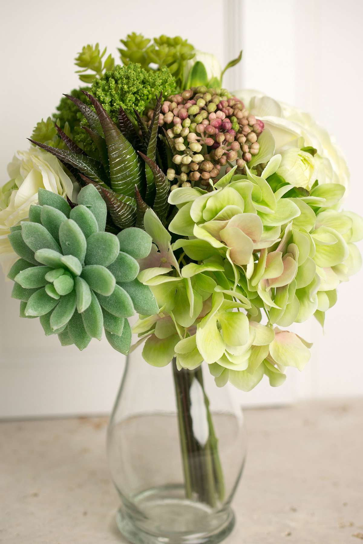 25 Cute Hydrangea In Glass Vase 2024 free download hydrangea in glass vase of faux hydrangea rose succulent bouquet in green and white 12 tall intended for faux hydrangea rose succulent bouquet in green and white 12 tall design ideas