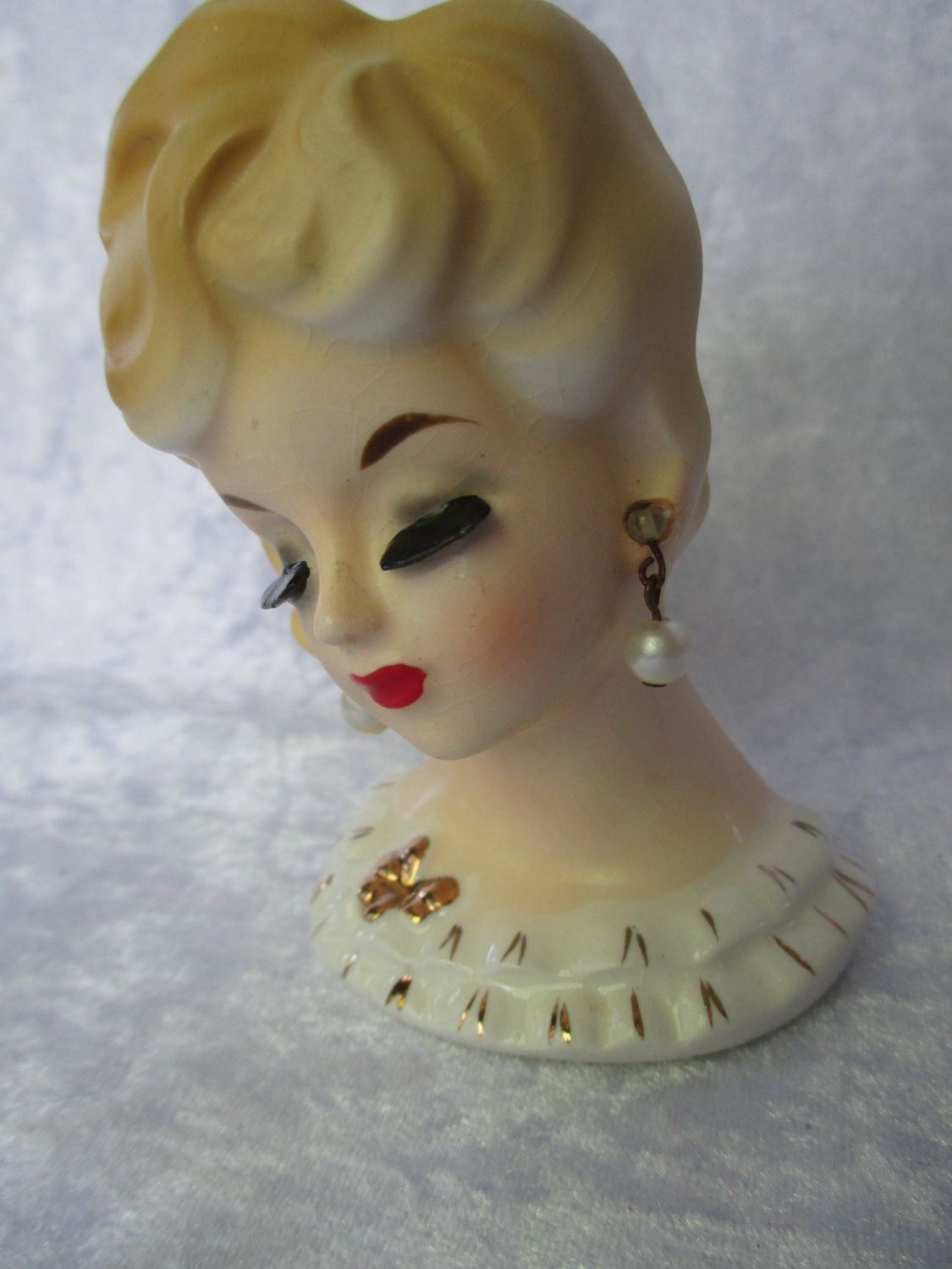 Inarco Lady Head Vase Of Headvase Sweet 1960s Glamorous Little Blonde Lady Head Vase Planter Regarding Sweet 1960s Glamorous Little Blonde Lady Head Vase Planter National Potteries Made In Japan C5937 by