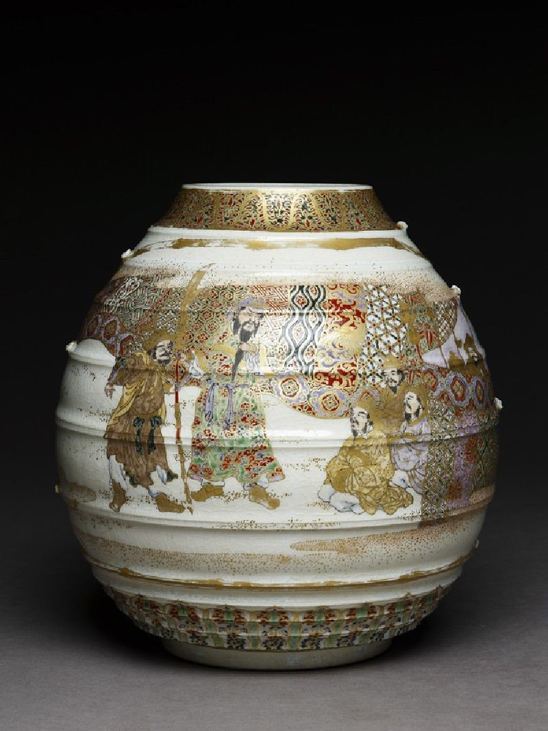 japanese ceramic vase of vase with archers and warriors ota 1870s japan asia within pottery