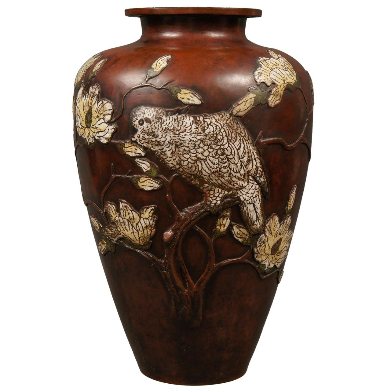 japanese dragon vase of antique japanese bronze vase with parrot japanese bronzes intended for 1stdibs com japanese bronze vase
