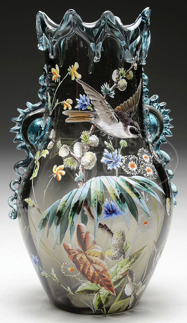 23 Ideal Jozefina Art Glass Vase 2024 free download jozefina art glass vase of 25 best vases images on pinterest flower vases glass art and within moser enameled vase james d julia inc smoke colored glass with applied blue crystal rigaree to 