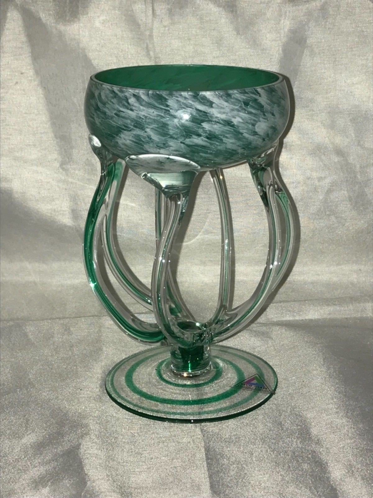 Jozefina Art Glass Vase Of Green Emerald Art Deco Glass Jozefina Krosno Poland Hand Blown within Glass Jozefina Krosno Poland Hand Blown Octopus Jellyfish 2 Of 8