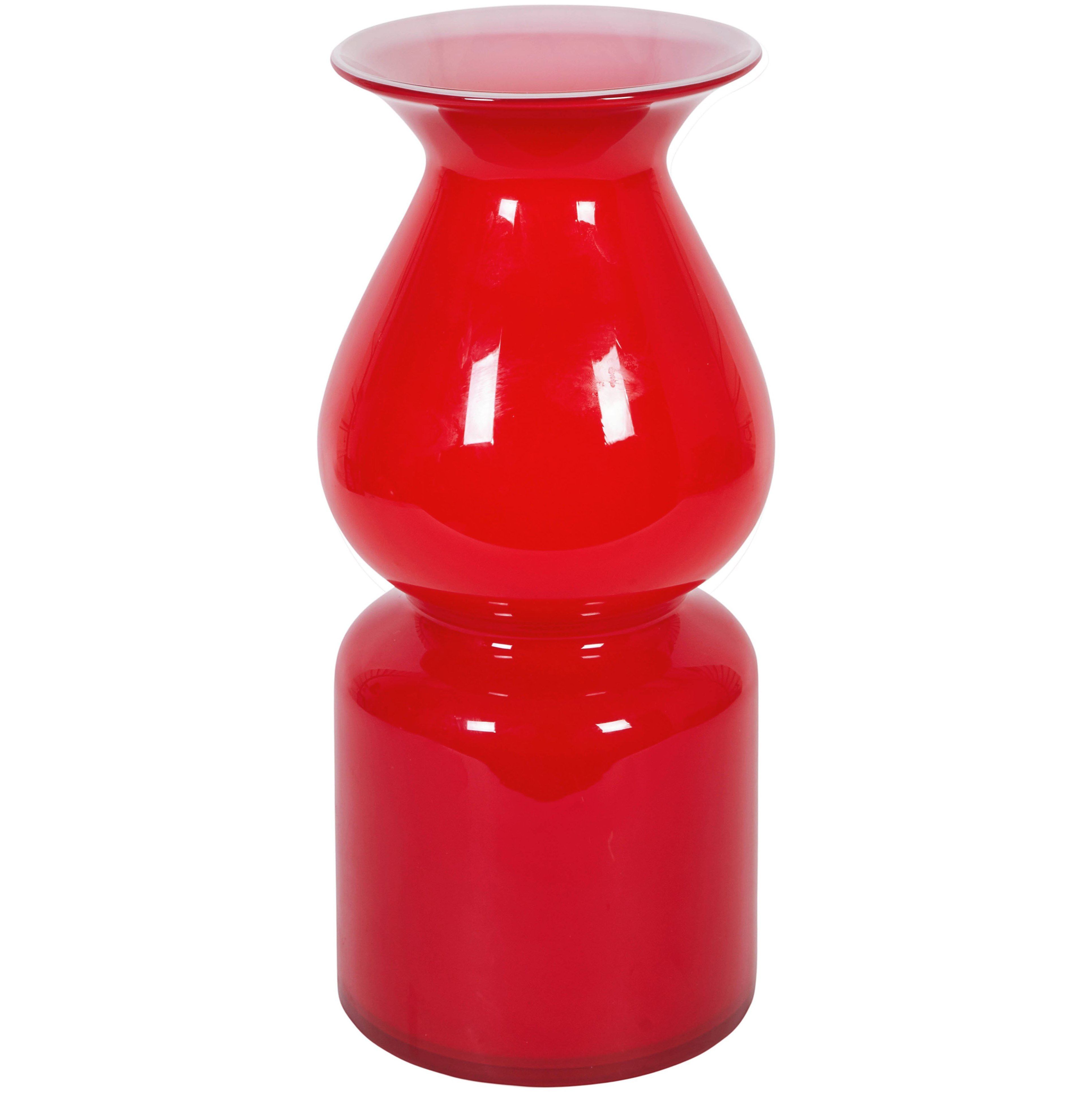 Kosta Boda Red Rim Vase Of Manner Of Per Lutken for Holmegaard Red Cased Carnaby Style Glass for Manner Of Per Lutken for Holmegaard Red Cased Carnaby Style Glass Vase at 1stdibs