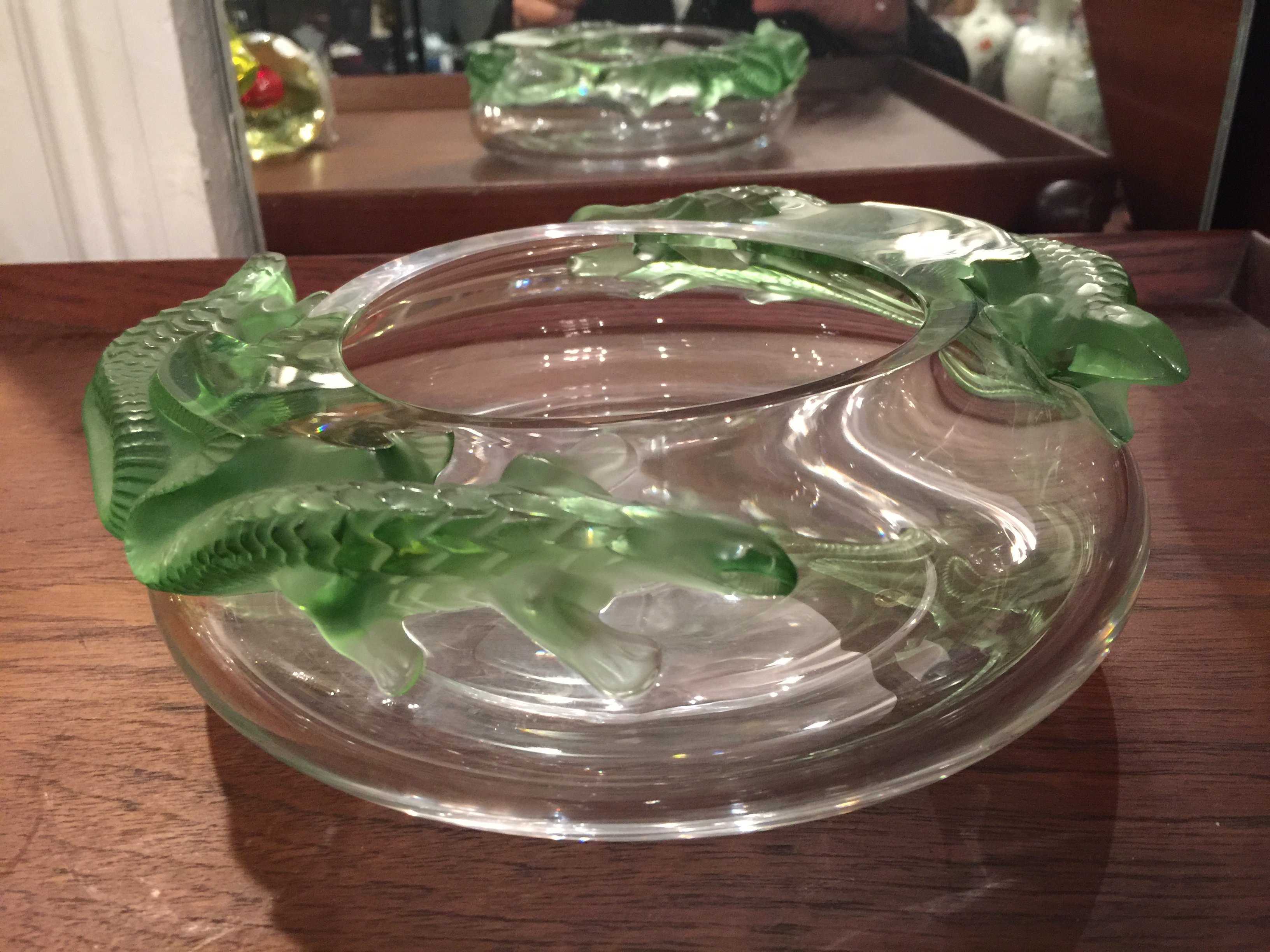 lalique crystal dampierre vase of lalique crystal green lizard bowl elizabeth jackson consign it in lalique crystal green lizard bowl