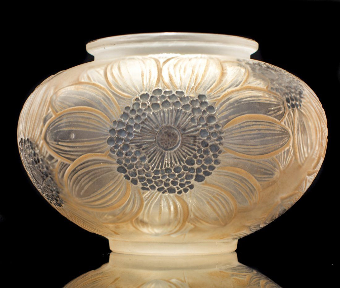lalique vases on ebay of rene lalique clear with multi colored patina glass dahlias vase with rene lalique clear with multi colored patina glass dahlias vase model introduced 1923