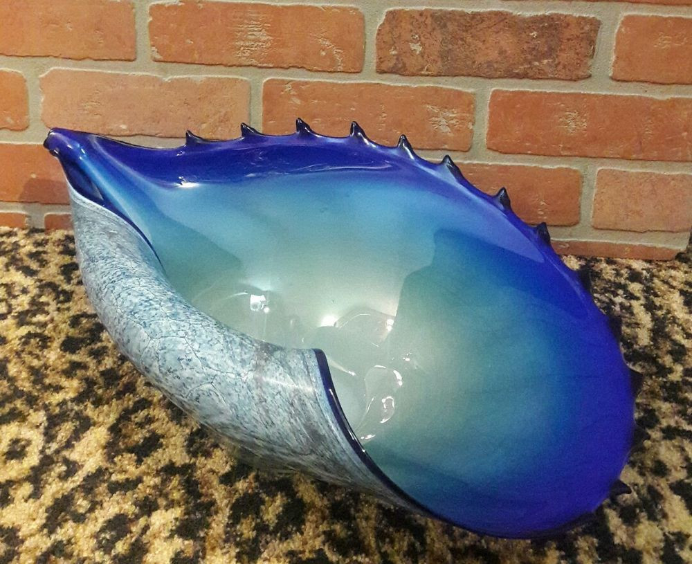 large cobalt blue glass vase of large glass conch shell bowl centerpiece sculpture art cobalt blue throughout large glass conch shell bowl centerpiece sculpture art cobalt blue lustre sea