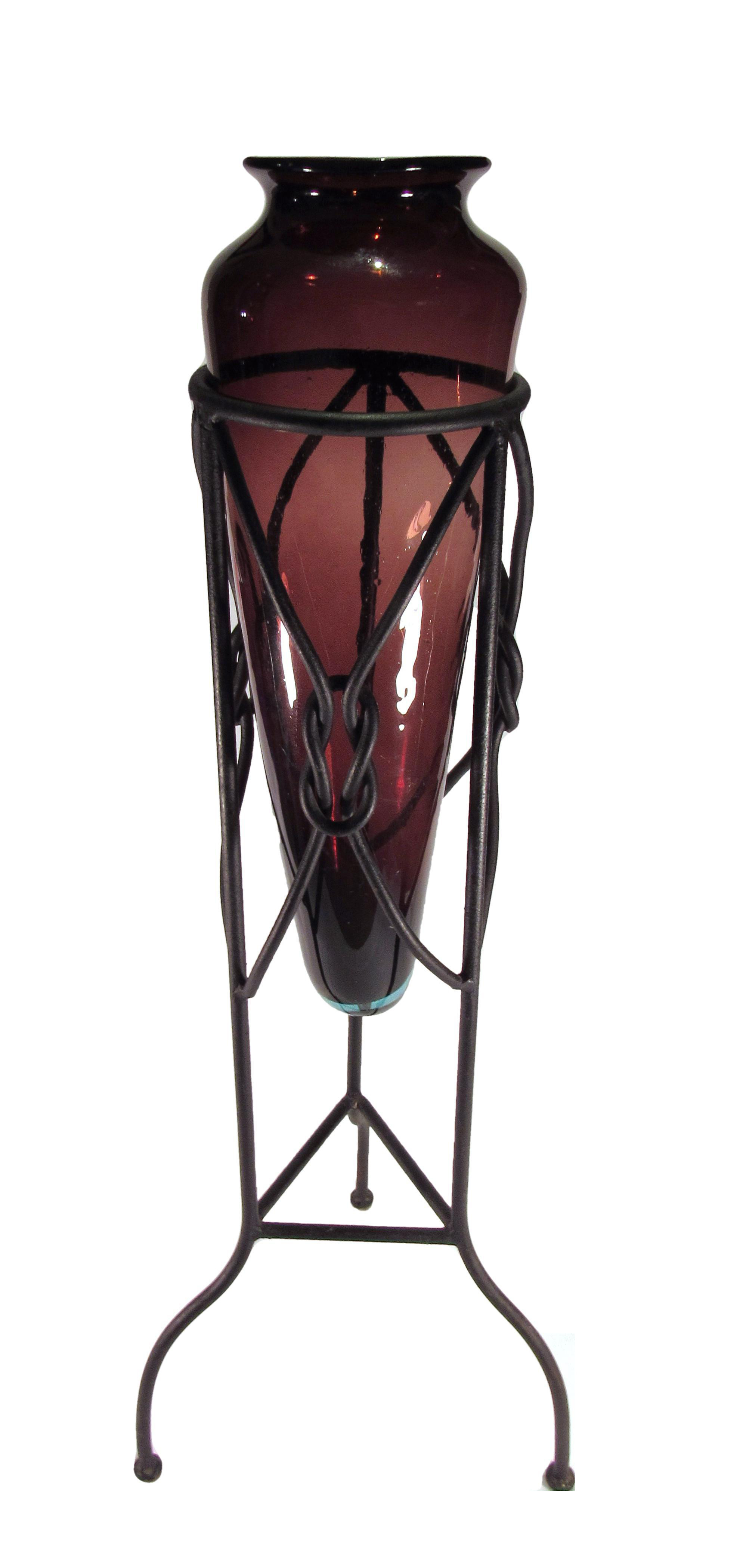 29 attractive Large Glass Hurricane Vase 2024 free download large glass hurricane vase of large amphora style glass vase in iron tripod stand chairish within large amphora style glass vase in iron tripod stand 8677