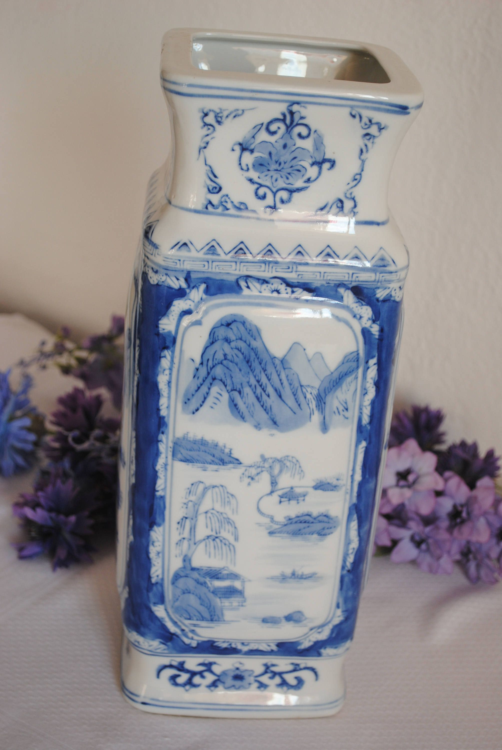 large teal vase of large chinese vase blue white vase unusual square vase oriental with regard to large chinese vase blue white vase unusual square vase oriental style by sjmartcollectables on etsy