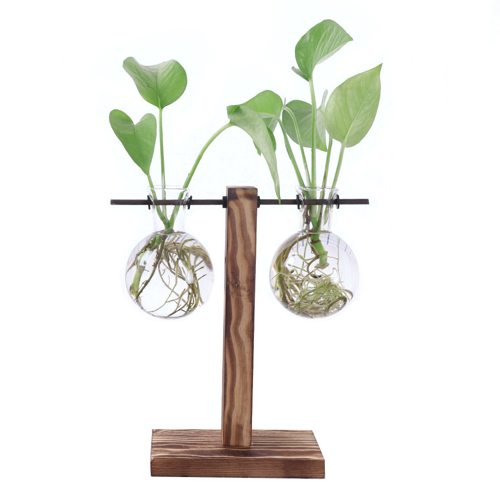 Large Vase Stand Of New Vintage Wooden Stand Glass Hydroponic Flower Vase Terrarium with Regard to New Vintage Wooden Stand Glass Hydroponic Flower Vase Terrarium Container Ball for Xmax Gift Diy Home