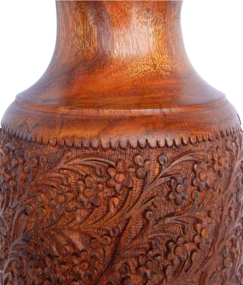 large wooden vase of saaga brown sheesham wood flower vase planter with full kashmiri regarding saaga brown sheesham wood flower vase planter with full kashmiri carving