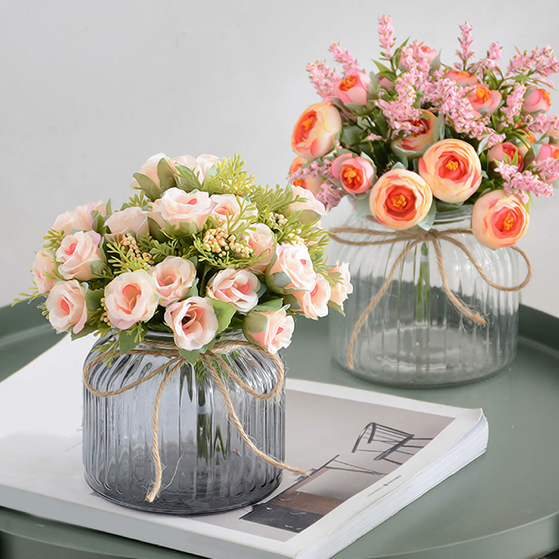 10 Nice Long Low Vase 2024 free download long low vase of small bud silk roses simulation flowers artificial flowers 13 heads with total width20cm 1cm0 4 inch