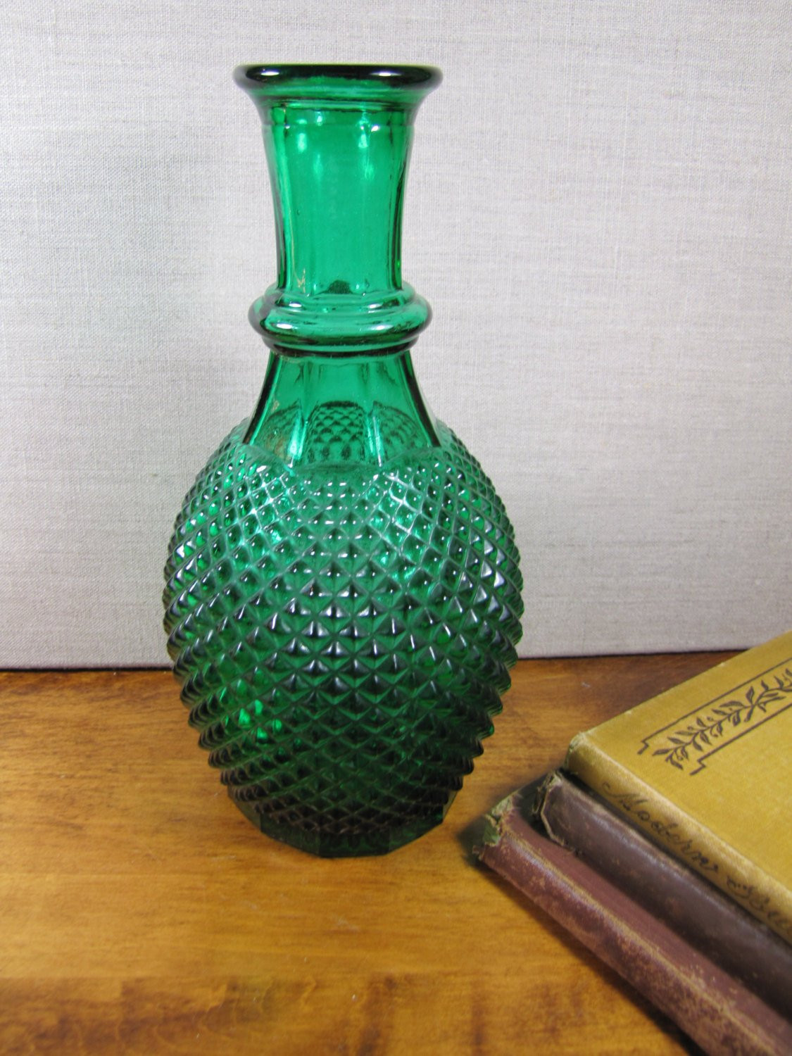 long neck clear glass vase of emerald green glass vase diamond shaped paneled for dzoom