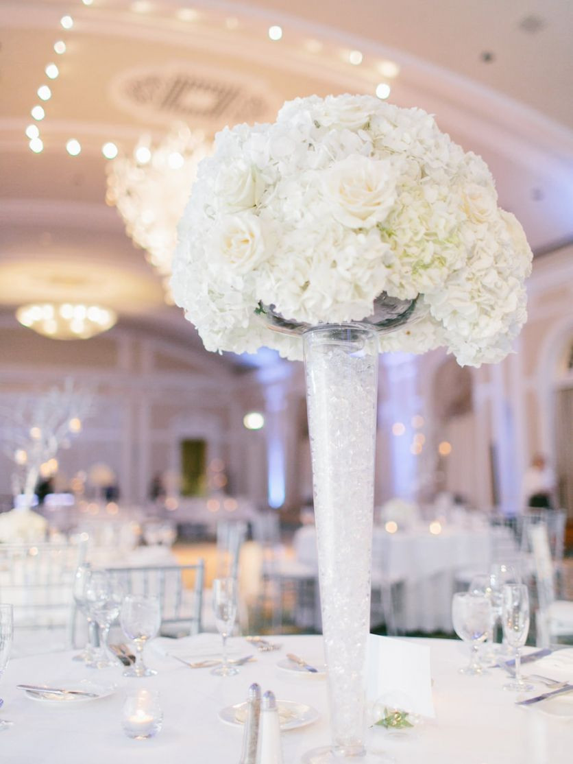 long vases wedding centerpieces of luxurious silver and white downtown st pete wedding pinterest regarding tall white wedding centerpiece flowers with hydrangea and roses in white vases st petersburg wedding planning by nk productions flowers by fudgie