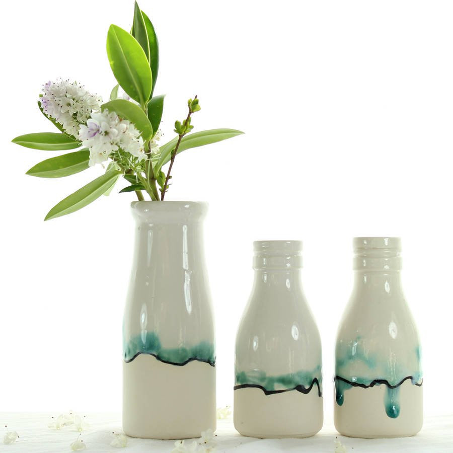 25 Stunning Matte Green Vase 2023 free download matte green vase of milk bottle vase with landscape painting by helen rebecca ceramics within milk bottle vase with landscape painting