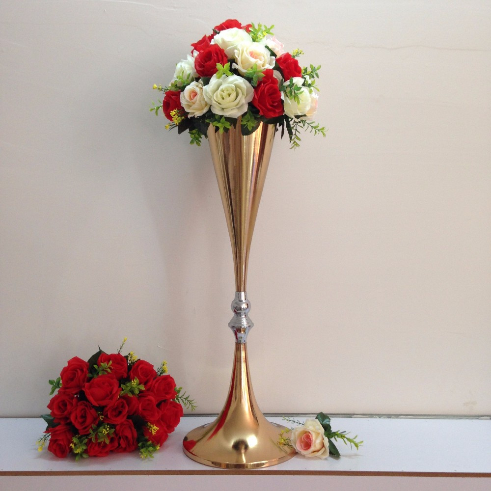 metal flowers for vase of aliexpress com buy free shipping gold wedding centerpiece table in aliexpress com buy free shipping gold wedding centerpiece table decor metal flower vase wedding decoration 70cm tall 10pcs lot from reliable vase decor