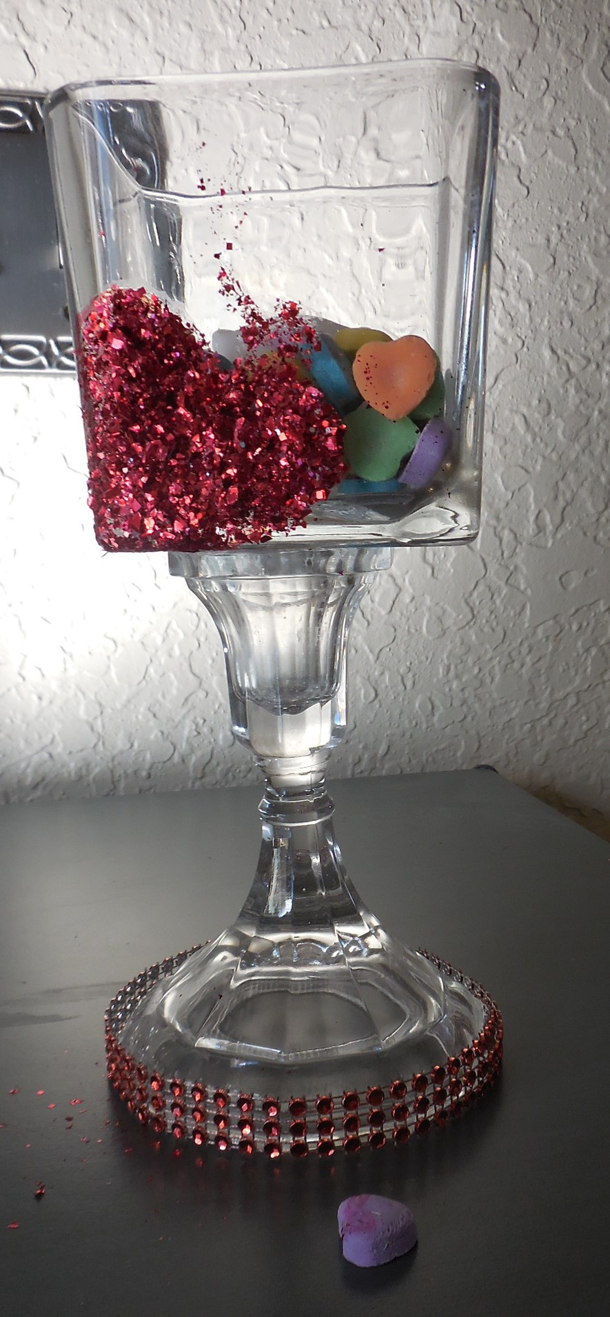 mod podge glitter vase of easy valentines day craft kelleysdiy for or you can put the mod podge on the candle and sprinkle with red glitter and add those clear glass fillers you can get at dollar store love that dollar