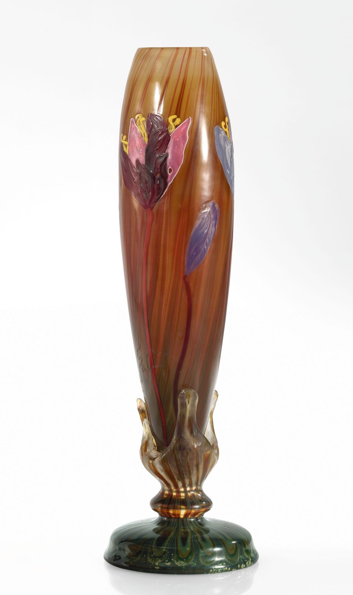 modern art glass vase of emile galla crocus vase signed galla internally decorated with with emile galla crocus vase signed galla internally decorated with wheel carved cameo glass and marqueterie sur verre