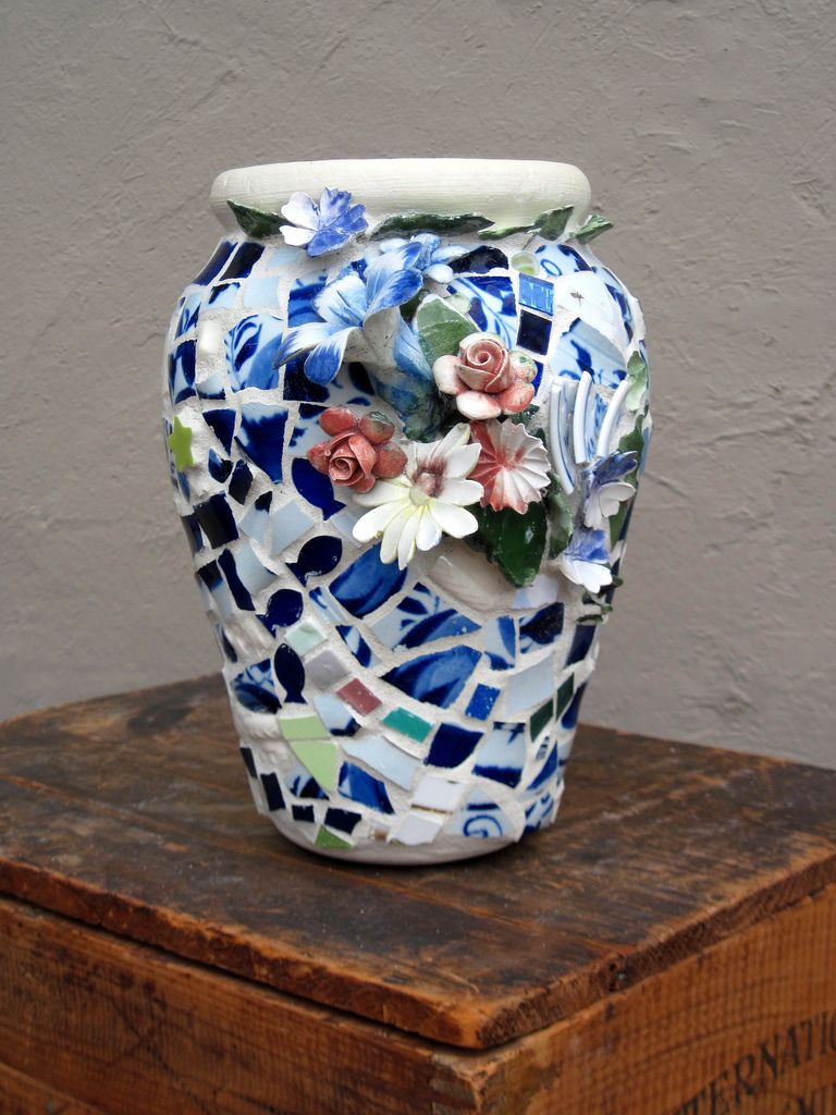 mosaic vase diy of blue and white mosaic jar vase mosaics and jar regarding blue and white mosaic jar vase from a box of old blue onion china and capodimante procelain flowers