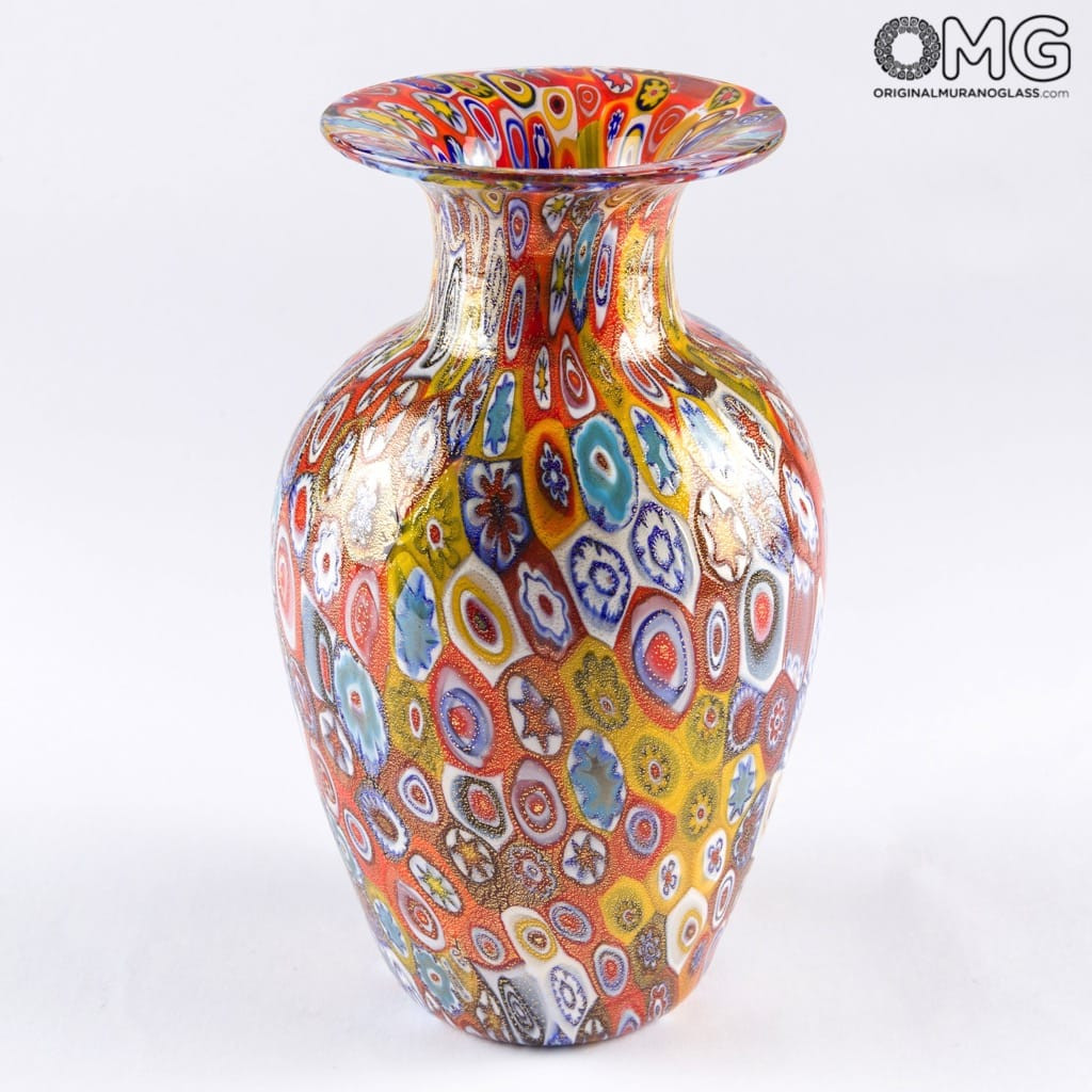 murano millefiori glass vase of vase millefiori colourful mix origianl murano glass within 1520342184593