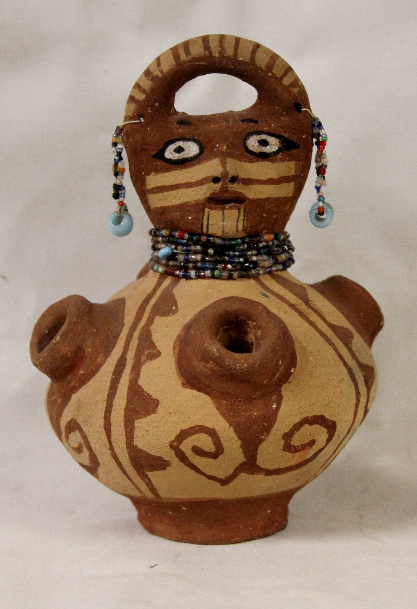 native american indian vases of native american mohave hand painted pottery effigy with beaded regarding native american mohave hand painted pottery effigy with beaded earrings and necklaces 931