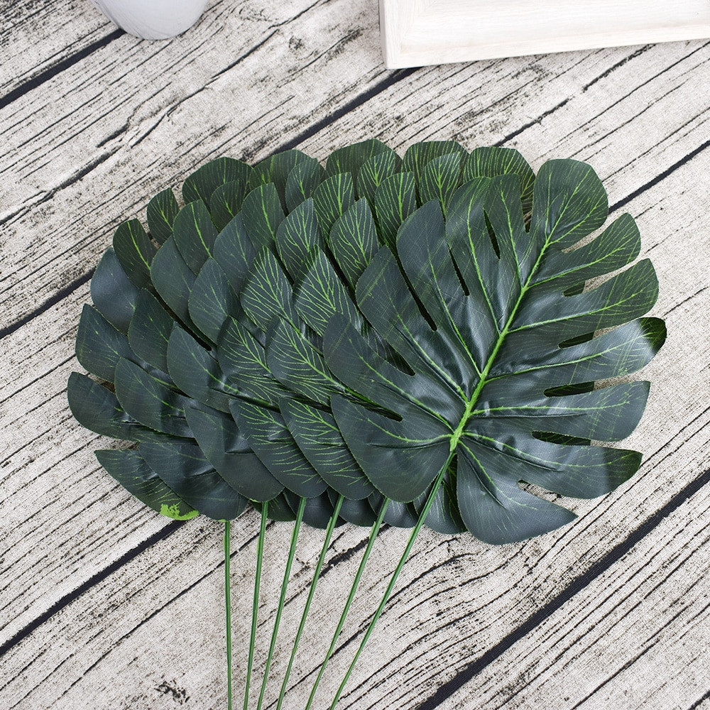 natural branches for vases of 5pcs large artificial fake monstera palm tree leaves green plastic in 5pcs large artificial fake monstera palm tree leaves green plastic leaf wedding diy decoration cheap flowers leaves plant in artificial dried flowers from