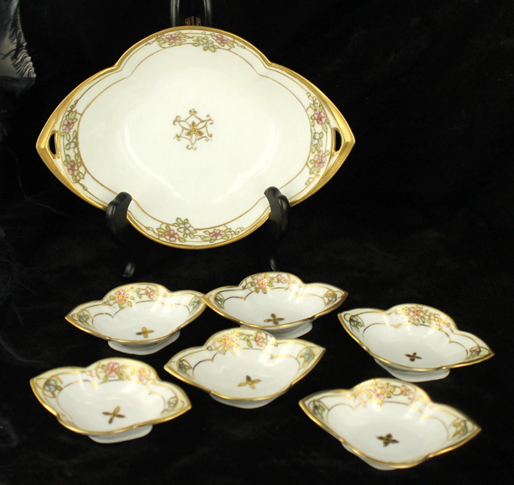 Nippon Moriage Vase Of Antique Nippon Morimura Bros Hand Painted 7 Piece Nut Dish Set Etsy for Dzoom