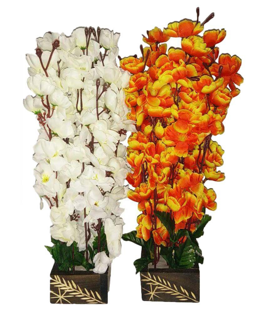 orchid vase life of kaykon artificial flower plant elegant white golden orchid flower with kaykon artificial flower plant elegant white golden orchid flower in wooden pot