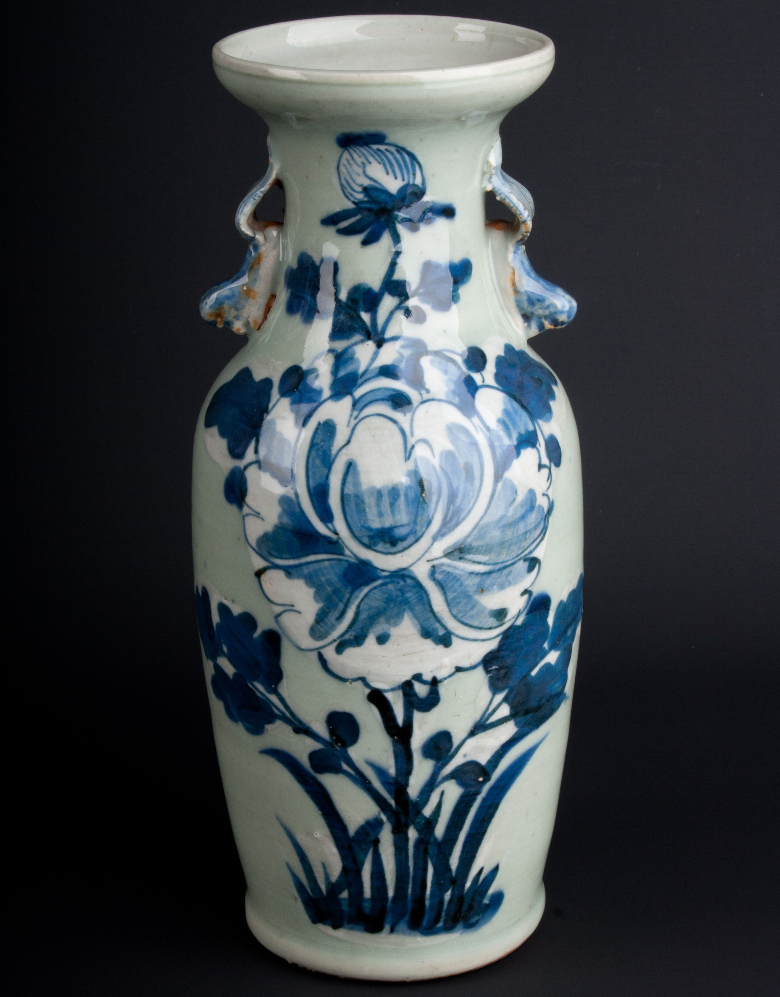Oriental Vases for Sale Of Description A Chinese Blue and White Baluster Vase In Early 19th with Description A Chinese Blue and White Baluster Vase In Early 19th Century Cantonese Style Decorated On the Pale Celadon Ground with Lush Blooms and Foliage
