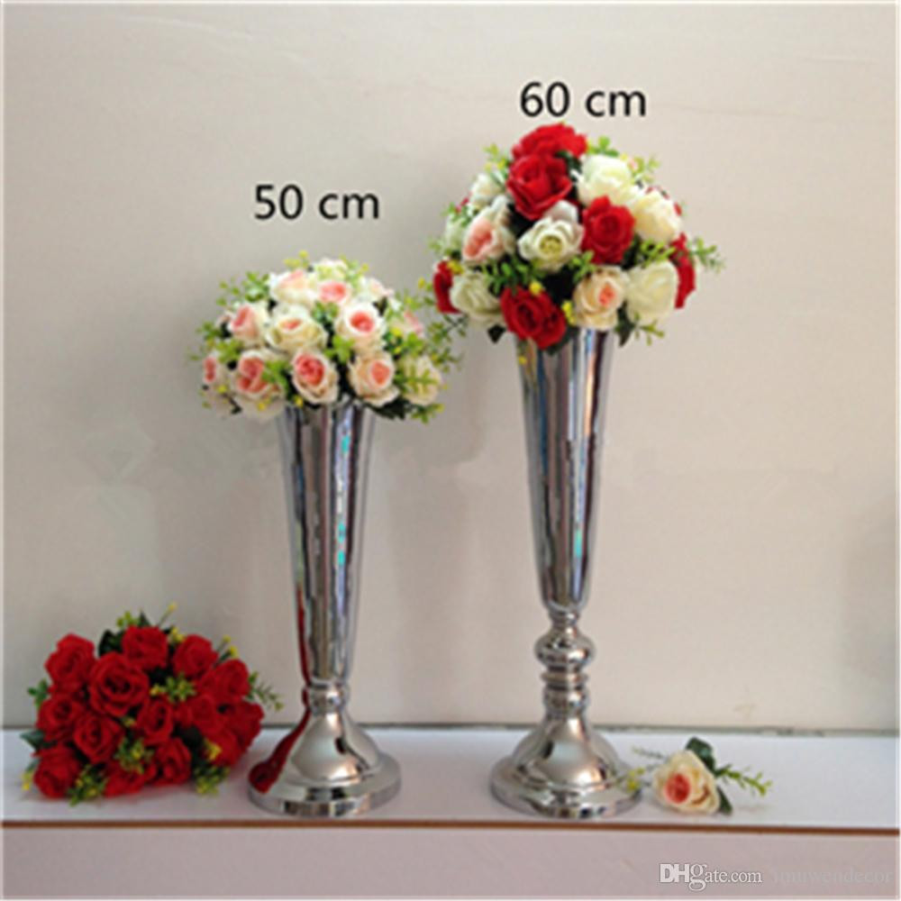 Parisian Bottle Glass Table Vase Of Silver Gold Plated Metal Table Vase Wedding Centerpiece event Road Pertaining to Silver Gold Plated Metal Table Vase Wedding Centerpiece event Road Lead Flower Rack Home Decoration