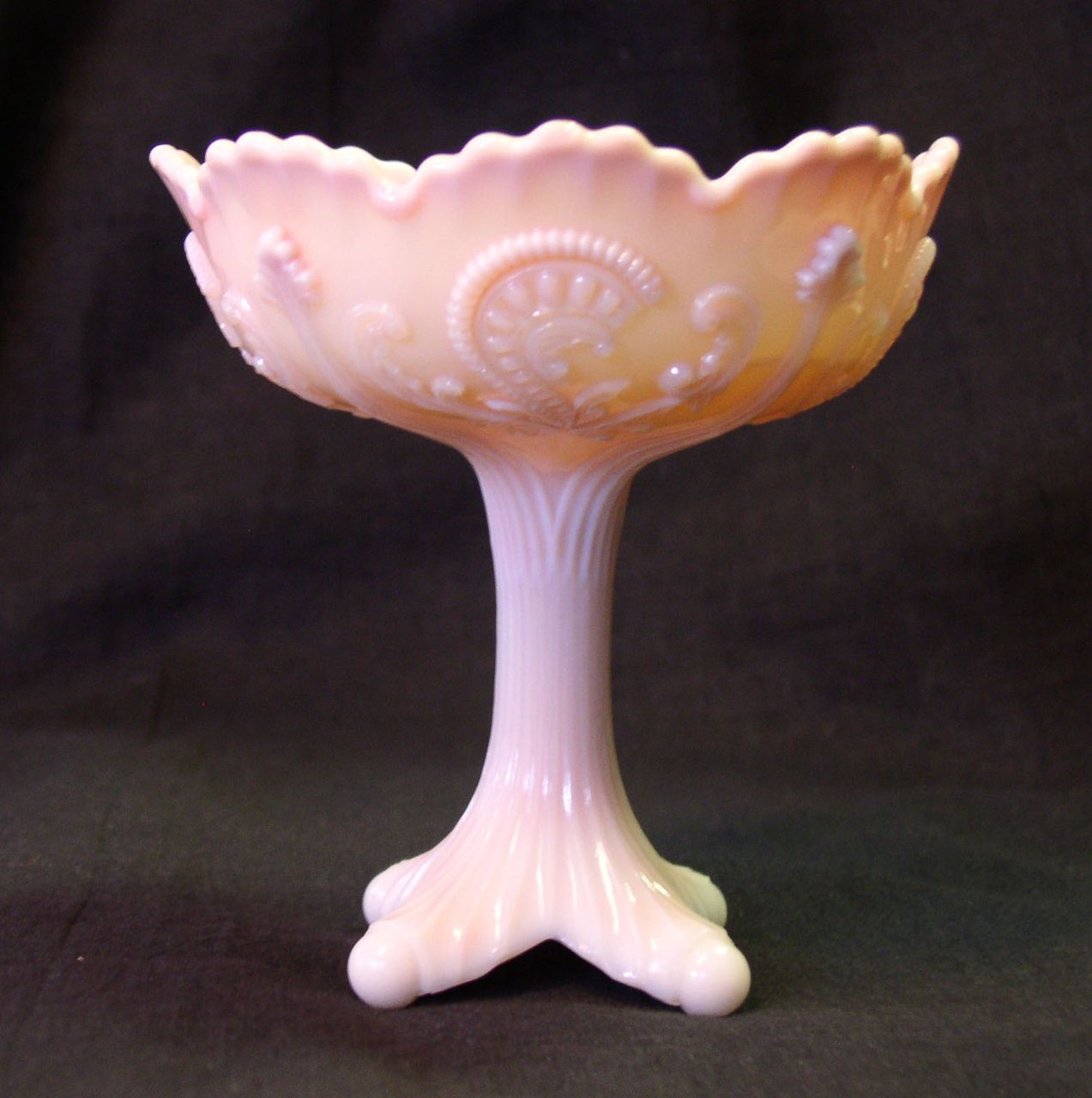 pink milk glass vase of http www allantiqueglass com inverted fan and feather pink slag intended for northwood glass inverted fan and feather pink slag glass jelly comport pink slag glass was made for a very limited time and only in the inverted fan