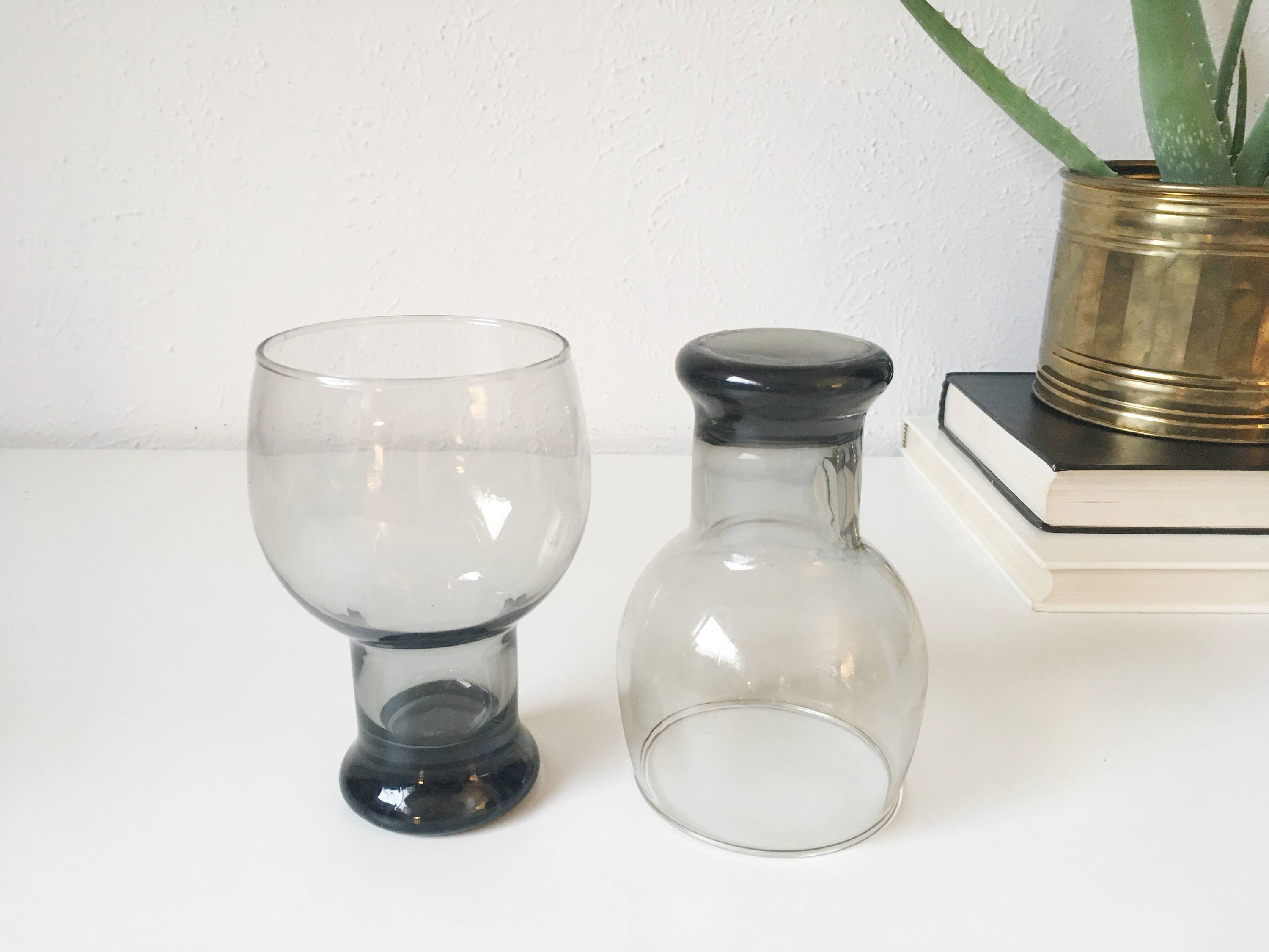 Plastic Bubble Bowl Vases Of Vintage Smoke Gray Glass Goblets Set Of 2 Mid Century Etsy Intended for Dzoom