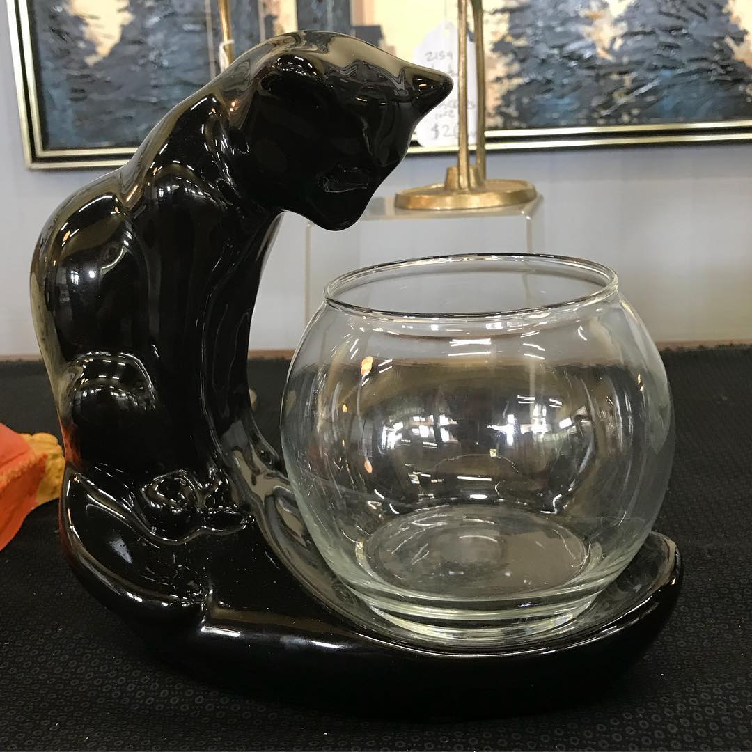 Polonia Lead Crystal Vase Of 2159 Hash Tags Deskgram In This Midcentury Black Cat Will Happily Keep An Eye On Your Halloween Candy or Your Pet