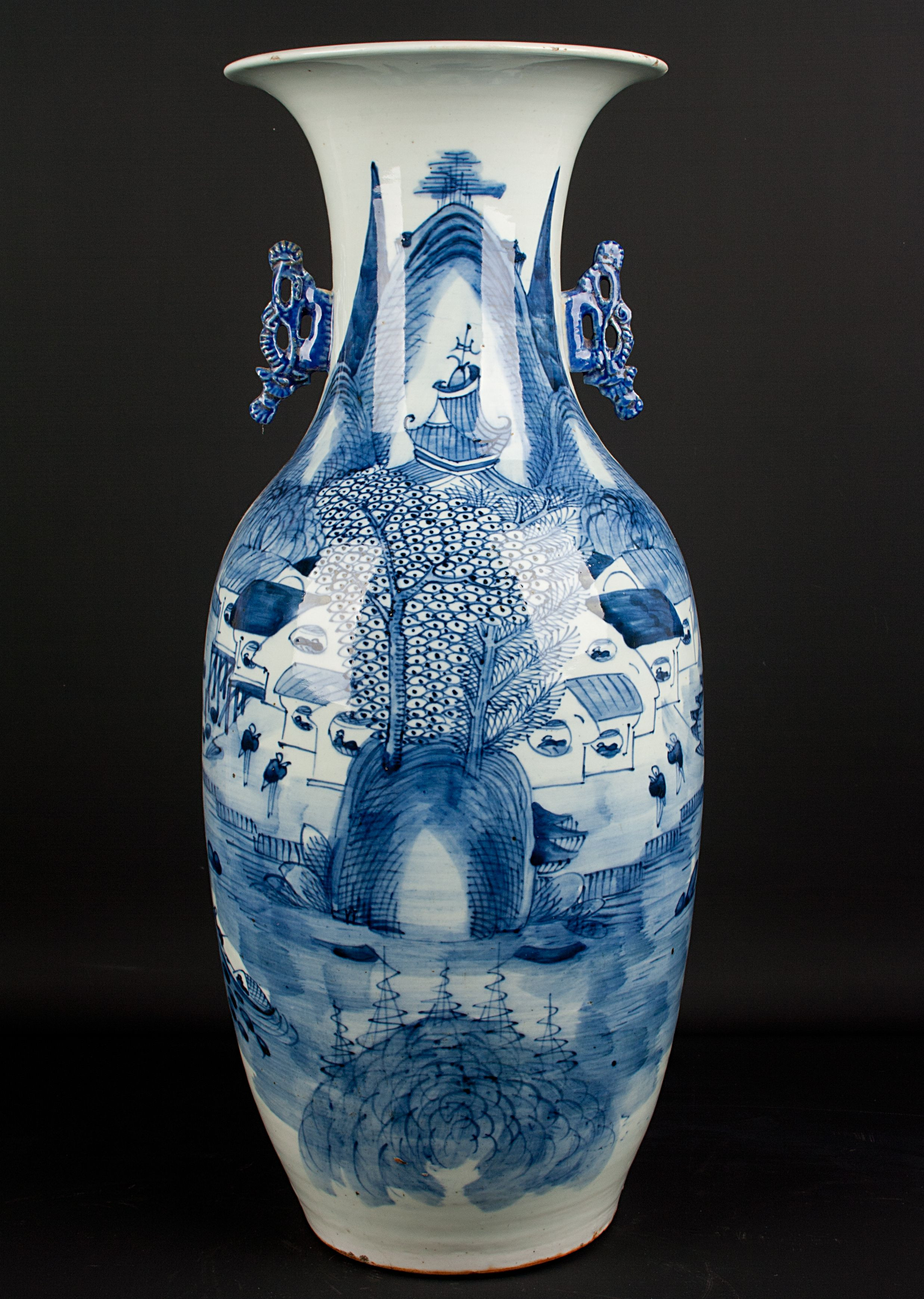 Qianlong Emperor Vase Of Description A Chinese Blue and White Baluster Vase the Flared Mouth with Regard to Description A Chinese Blue and White Baluster Vase the Flared Mouth Over butterfly Shaped Pierced Handles the Shoulders and Sides Decorated with