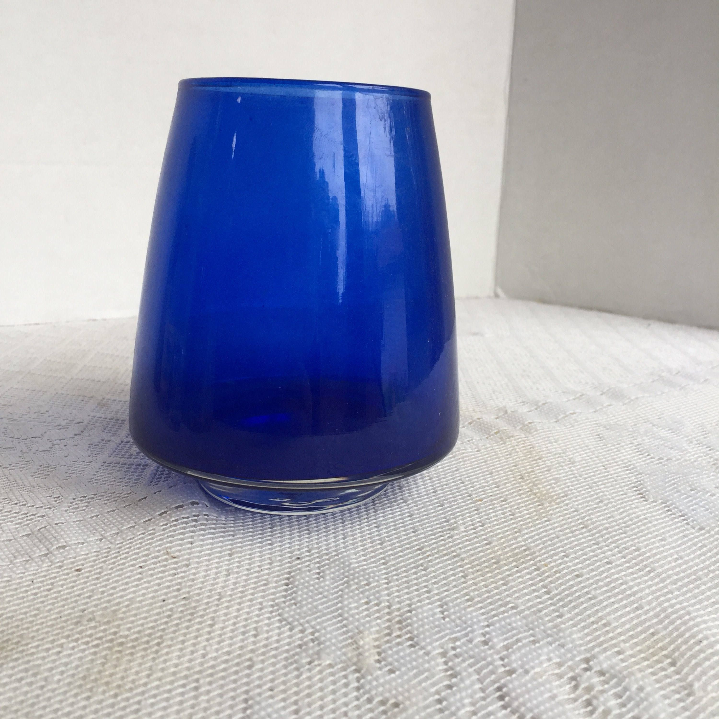 Recycled Glass Vase Of Cobalt Blue Glass Cone Shaped Vase Vintage Seventies Floral within Cobalt Blue Glass Cone Shaped Vase Vintage Seventies Floral Supplies by Vintagepoetic On Etsy