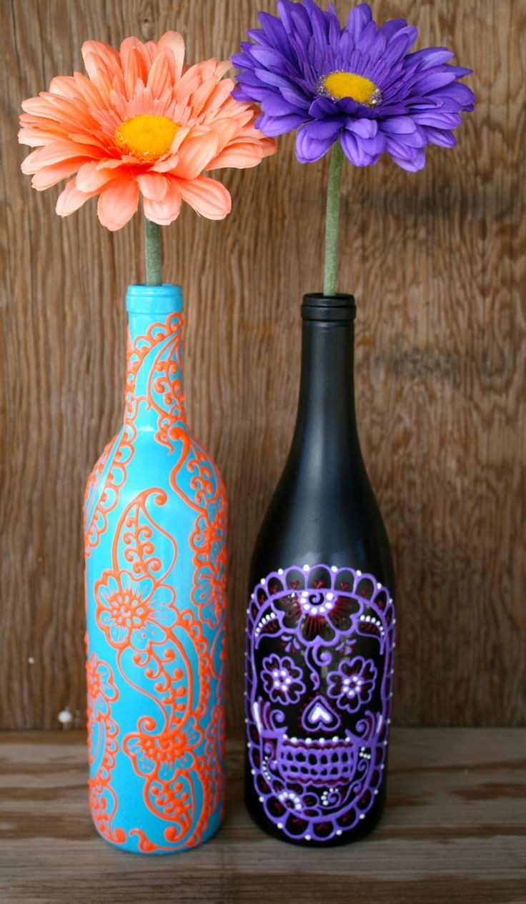 30 attractive Rope Wrapped Vase 2024 free download rope wrapped vase of 35 easy diy wine bottles crafts and ideas regarding hand painted wine bottle vase up cycled turquoise and coral orange