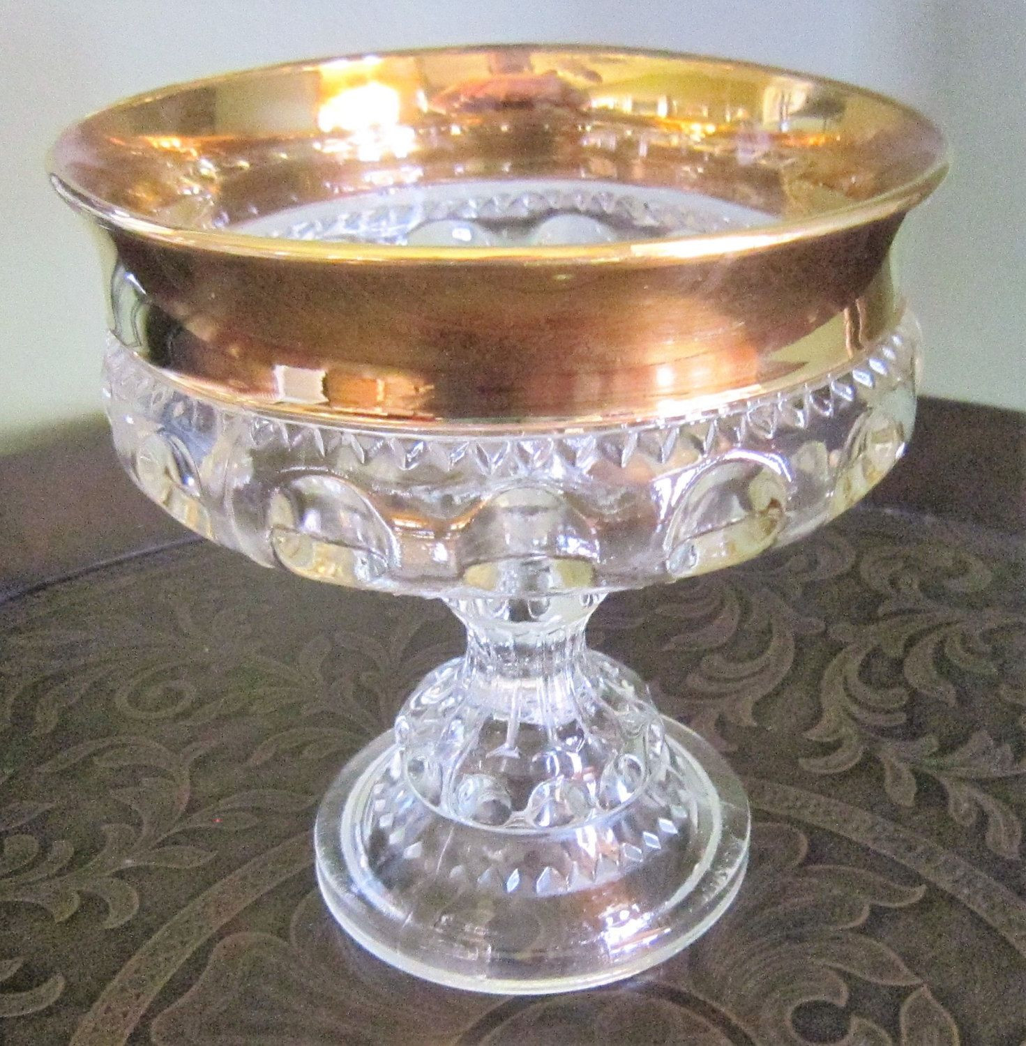 10 Awesome Rose Gold Pedestal Vase 2024 free download rose gold pedestal vase of vintage glass bowl kings crown pedestal bowl footed clear glass intended for vintage glass bowl kings crown pedestal bowl footed clear glass gold trim bowl
