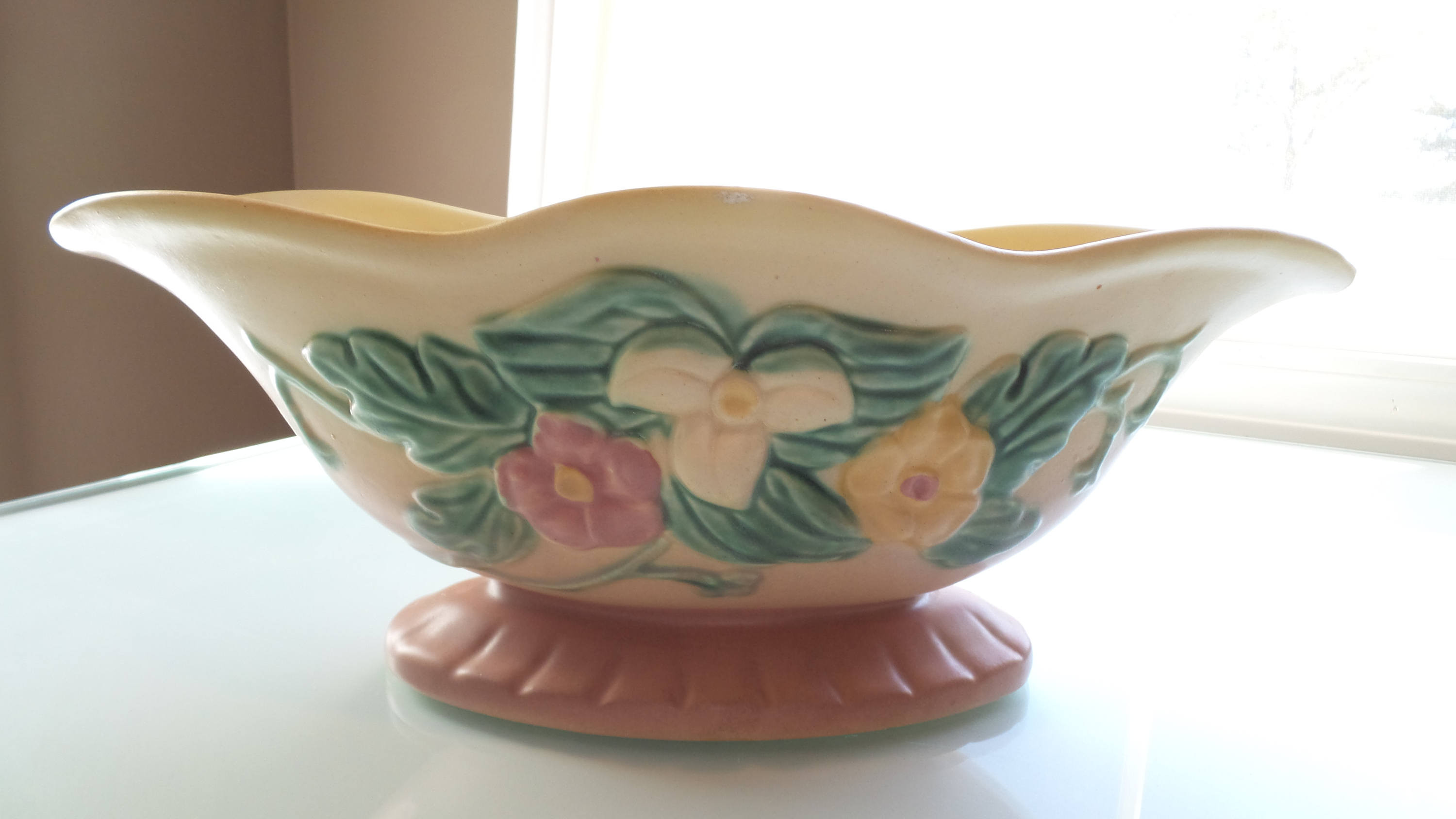 roseville pottery white rose vase of hull art usa console bowl w 21 12 etsy within dzoom