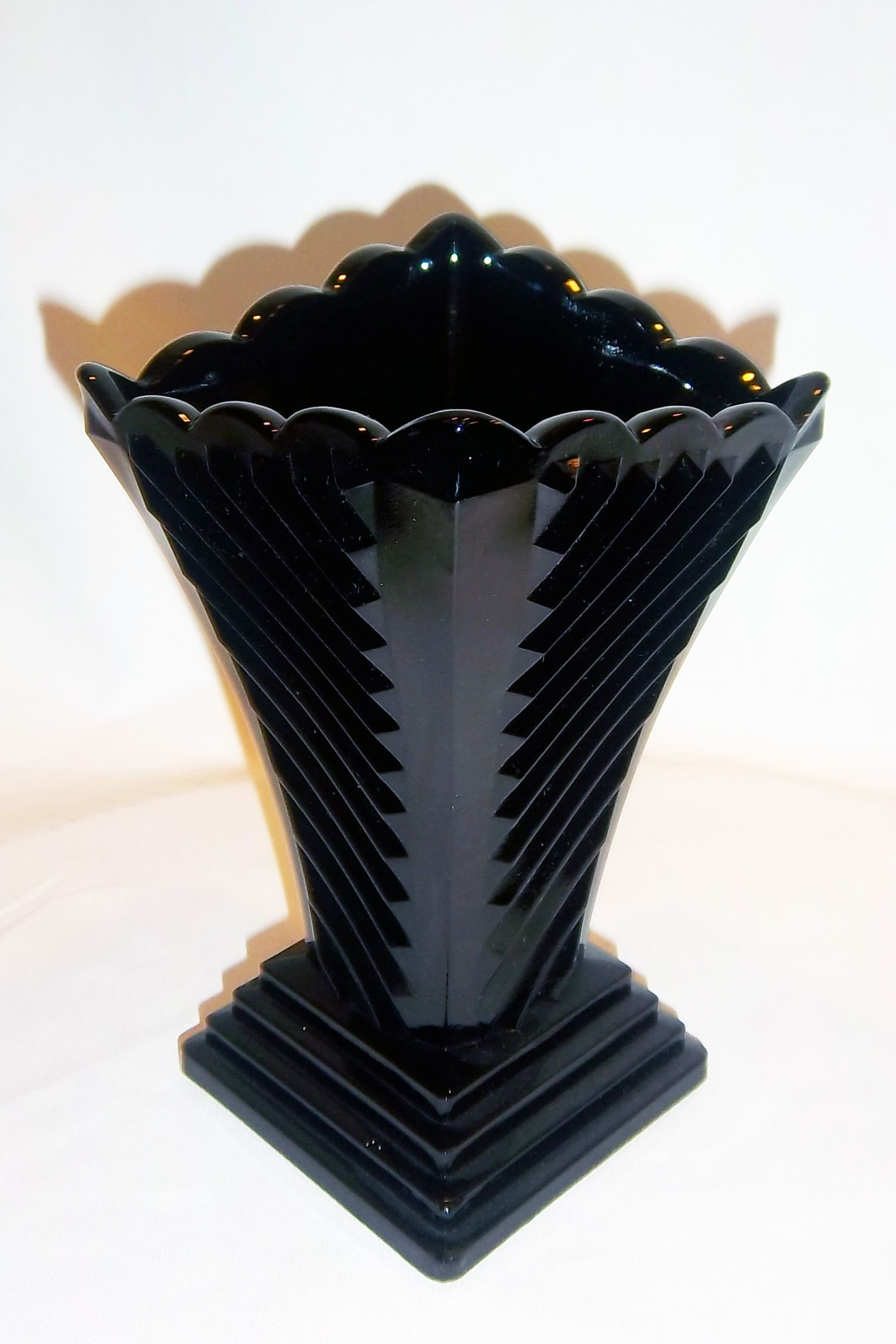 Round Black Glass Vase Of Art Deco Black Amethyst Depression Glass Vase Mercaderantiques Com Intended for Art Deco Black Amethyst Depression Glass Vase Mercaderantiques Com