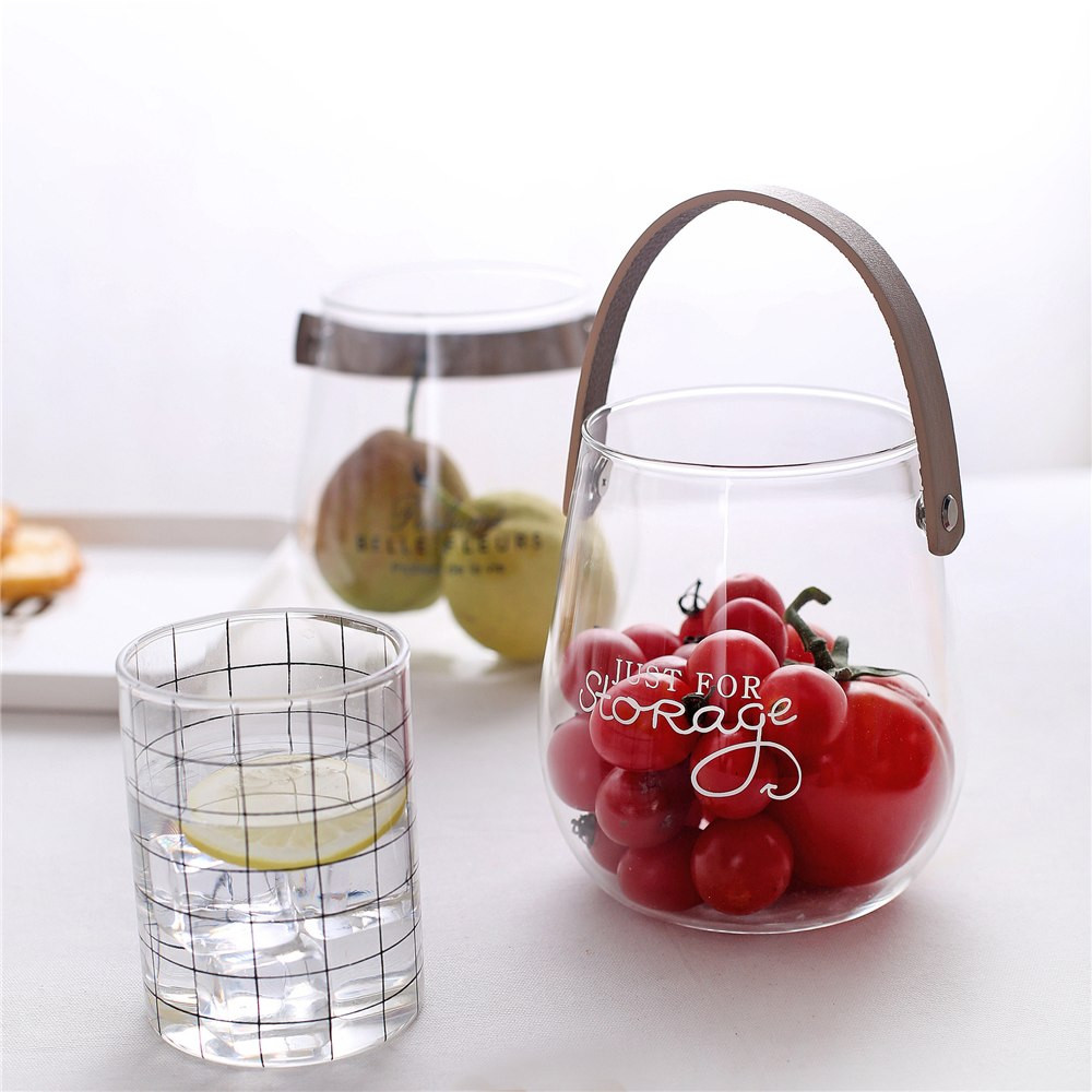 scandinavian glass vase of aliexpress com buy chic nordic glass storage jar bottle with with aliexpress com buy chic nordic glass storage jar bottle with leather handle vogue scandinavian desk storage bottle organizer flower vase container from