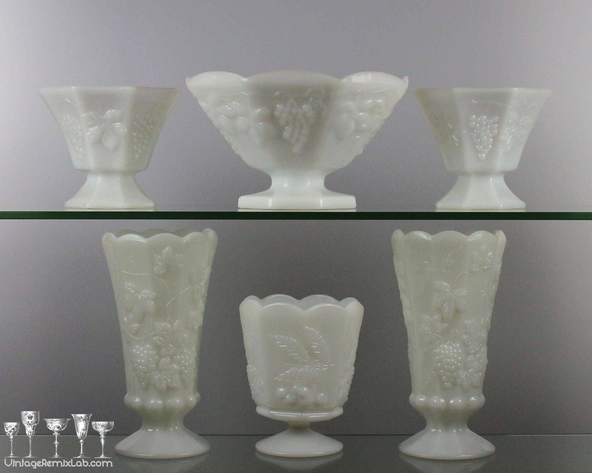 19 Awesome Set Of Small Glass Vases 2024 free download set of small glass vases of vintage 1950s milk glass pedestal vases e280a2 paneled grape design by pertaining to excited to share the latest addition to my etsy shop vintage 1950s milk glass