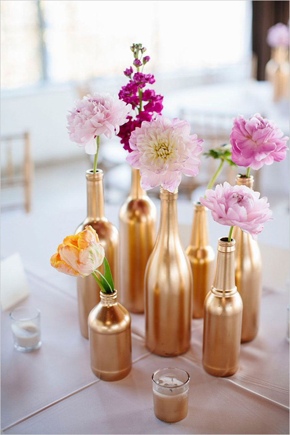 spray paint glass vases white of 55 creative bridal shower ideas that are as special as the bride to regarding these spray painted glass bottles look gorgeous as simple vases for individual blossoms