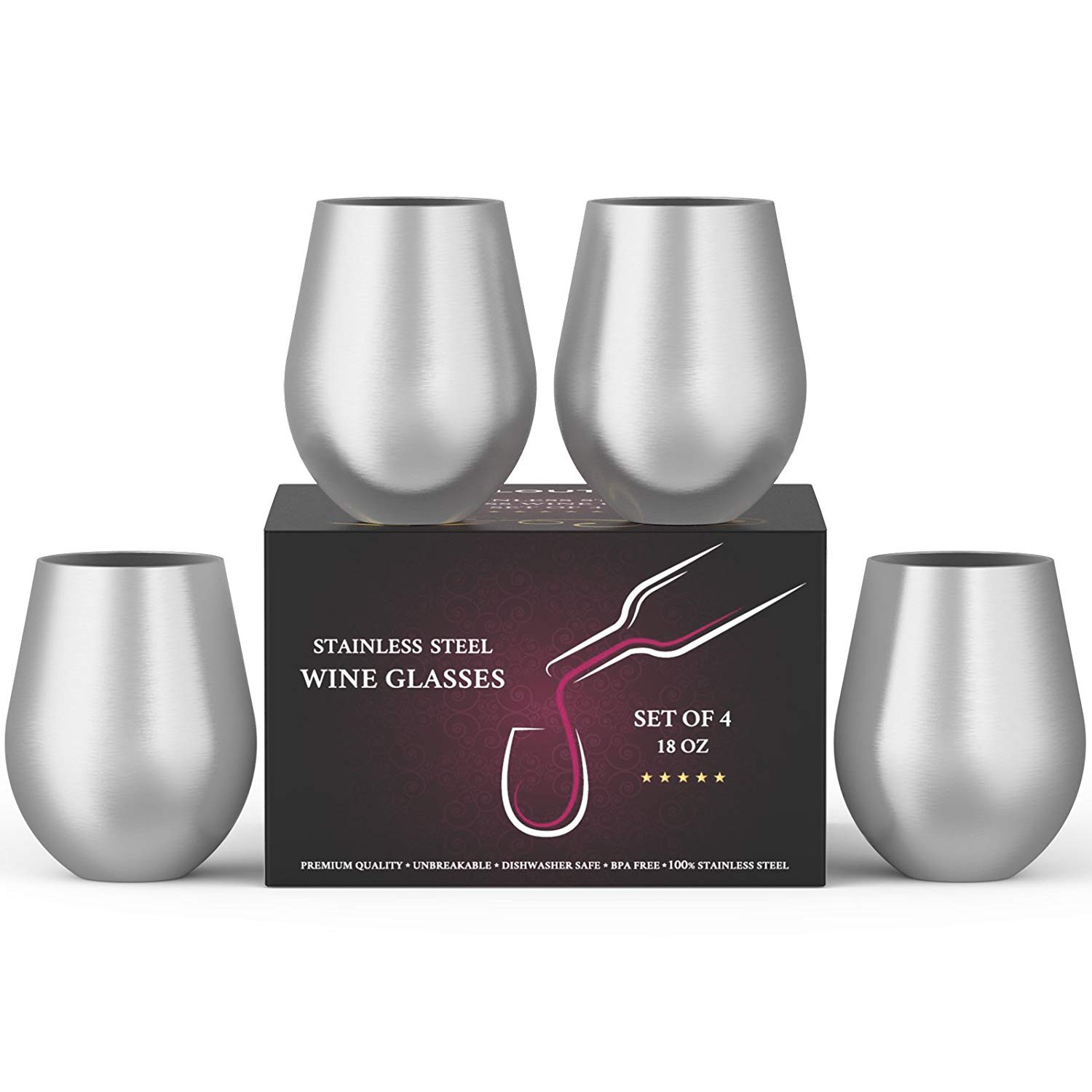 stainless steel floor vase of amazon com stainless steel wine stemless glasses set of 4 18 oz with regard to amazon com stainless steel wine stemless glasses set of 4 18 oz metal wine glasses 4 pack unbreakable dishwasher safe bpa free great for indoor